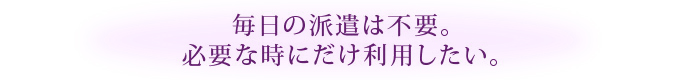 毎日の派遣は不要。必要な時にだけ利用したい。